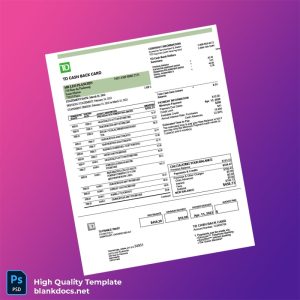 France TD Bank Statement Template in Word and PDF formats