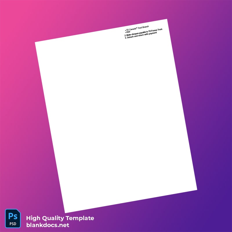 France TD Bank Statement Template in Word and PDF formats page 2