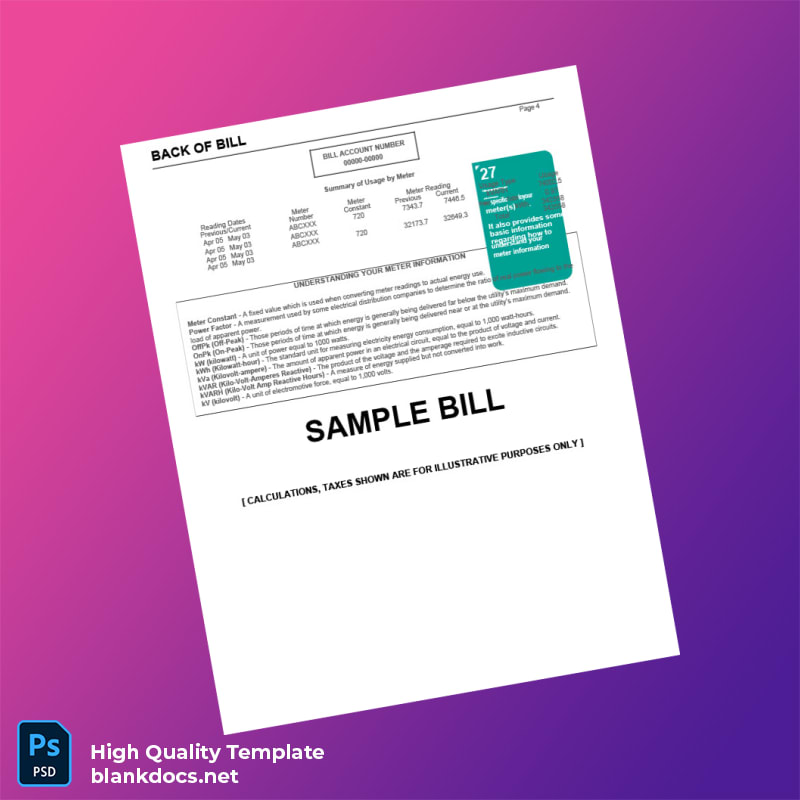 GDF SUEZ Energy Resources Editable Utility Bill Template in Word and PDF formats page 4