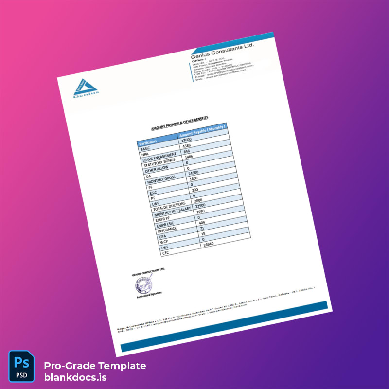 Blank Genius Consultants Ltd Employment Verification Letter Template in Word and PDF formats page 3 Document Preview - BlankDocs