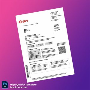 Germany E ON Energie Deutschland GmbH Editable Utility Bill Template in Word and PDF formats