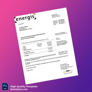 Germany Energis GmbH Editable Utility Bill Template in Word and PDF formats