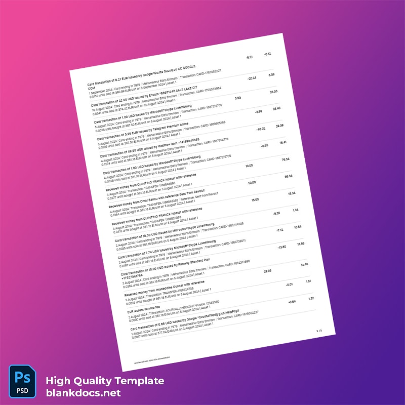 Germany Prank Bank Statement Template in Word and PDF formats page 3