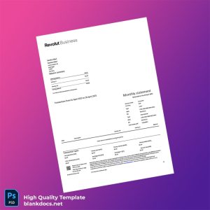 Germany Revolut Bank Statement Template in Word and PDF formats