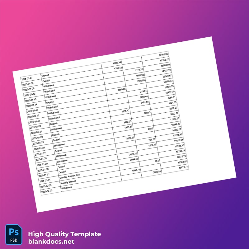 Ghana Bank Statement Template in Word and PDF formats page 2