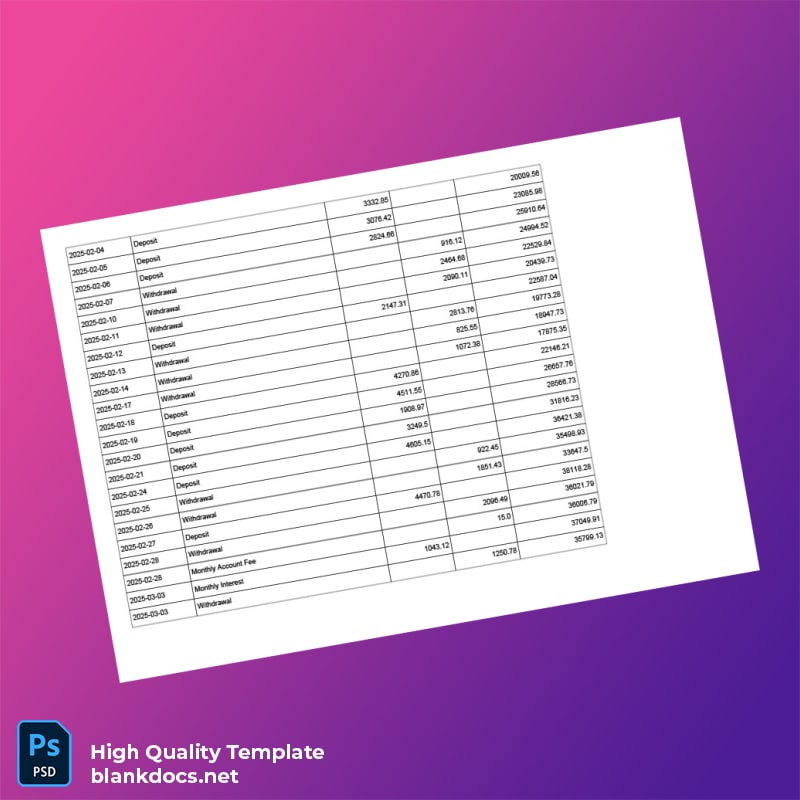 Ghana Bank Statement Template in Word and PDF formats page 3