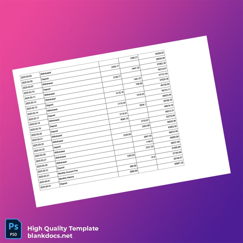Ghana Bank Statement Template in Word and PDF formats page 4