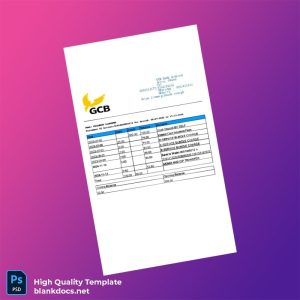 Ghana GCB Bank Statement Template in Word and PDF formats