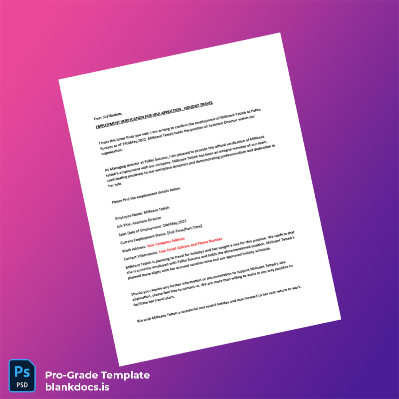 Blank Ghana Pafito Success Employment Verification Letter Template (Word/PDF) Document Preview - BlankDocs