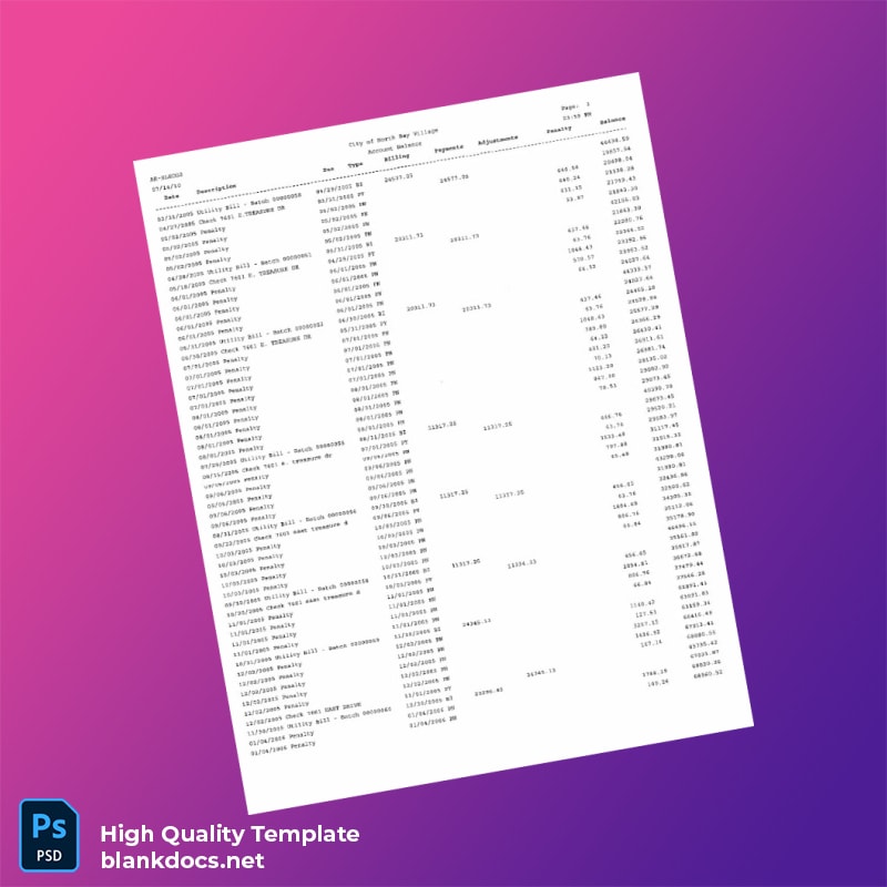 Grandview Palace Editable Water Bill Template in Word and PDF formats page 3