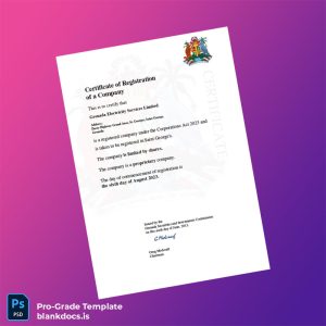 Blank Grenada Grenada Securities and Investments Commission Company Registration Certificate Template (Word/PDF) Document Preview