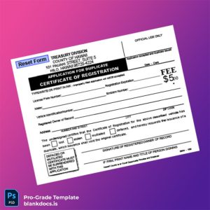 Blank Hawaii Treasury Division Application for Duplicate Certificate of Registration Template (Word/PDF) Document Preview - BlankDocs
