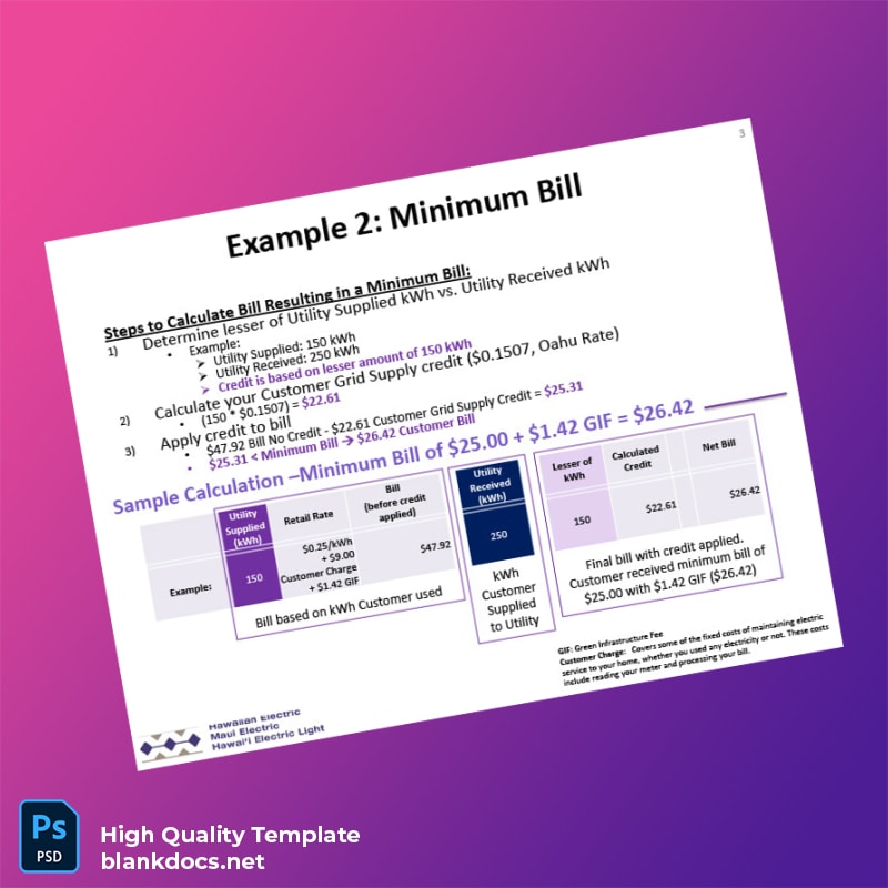 Hawaiian Electric Editable Utility Bill Template in Word and PDF formats page 3