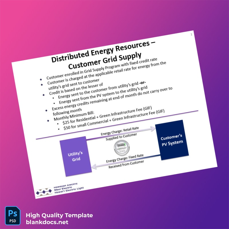 Hawaiian Electric Editable Utility Bill Template in Word and PDF formats