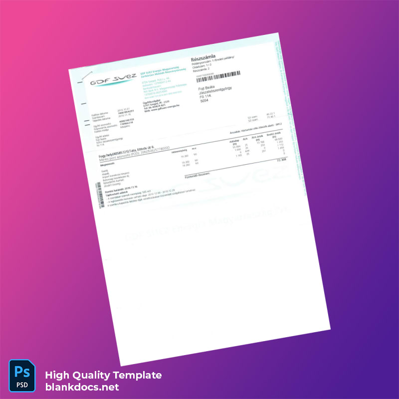 Hungary E ON Editable Utility Bill Template in Word and PDF formats page 2