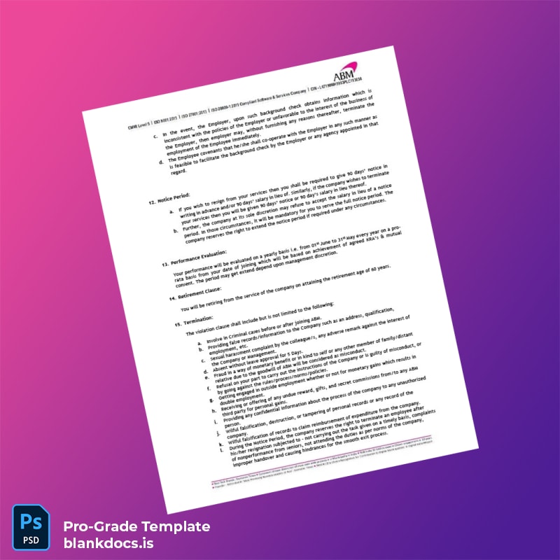 Blank India ABM Knowledgeware Ltd Employment Verification Letter Template in Word and PDF formats page 3 Document Preview - BlankDocs