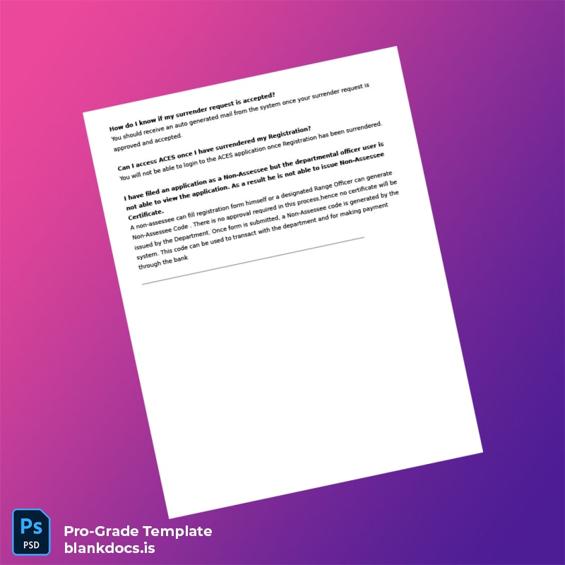 Blank India ACES Registration Certificate Template in Word and PDF formats page 8 Document Preview - BlankDocs