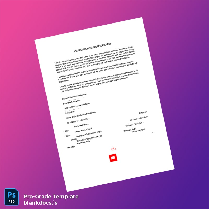 Blank India AirAsia Employment Verification Letter Template in Word and PDF formats page 8 Document Preview - BlankDocs