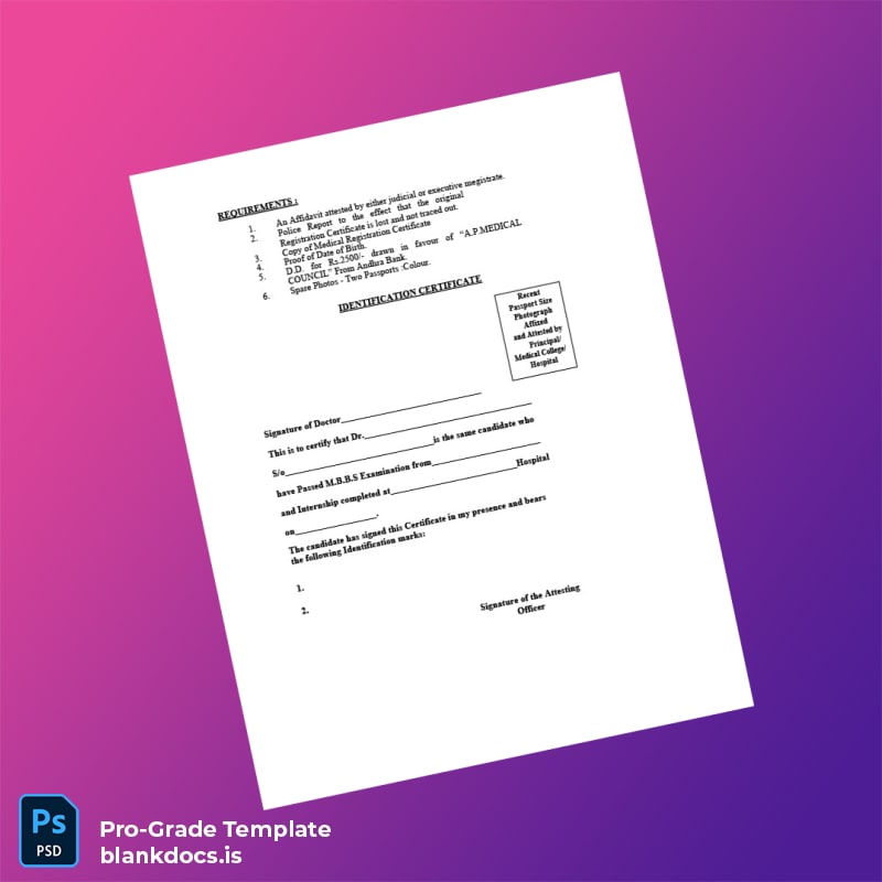 Blank India Andhra Pradesh Medical Council Duplicate Medical Registration Certificate Template in Word and PDF formats page 2 Document Preview - BlankDocs