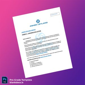 Blank India Ashok Leyland Limited Employment Confirmation Letter Template (Word/PDF) Document Preview - BlankDocs