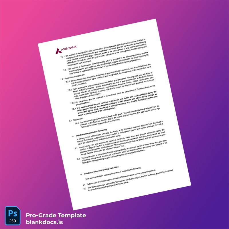 Blank India Axis Bank Employment Verification Letter Template in Word and PDF formats page 3 Document Preview - BlankDocs