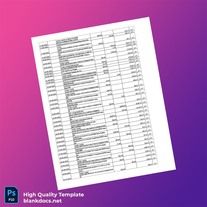 India Axis Bank Statement Template in Word and PDF formats page 5