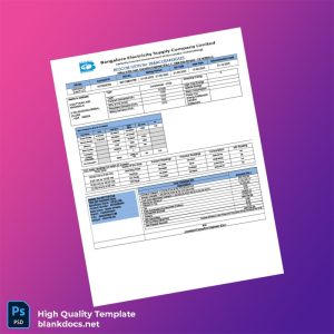 India BESCOM Editable Electricity Bill Template in Word and PDF formats