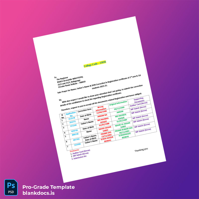 Blank India BSAEU Registration Certificate Template (Word/PDF) Document Preview - BlankDocs