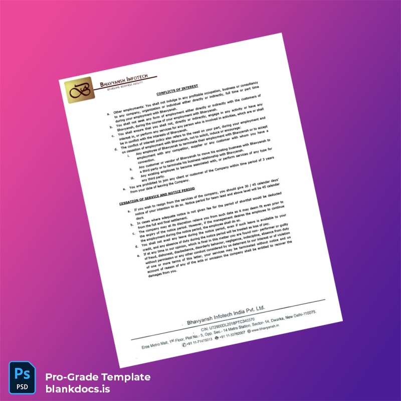 Blank India Bhavyansh Infotech Services Pvt Ltd Employment Verification Letter Template in Word and PDF formats page 5 Document Preview - BlankDocs