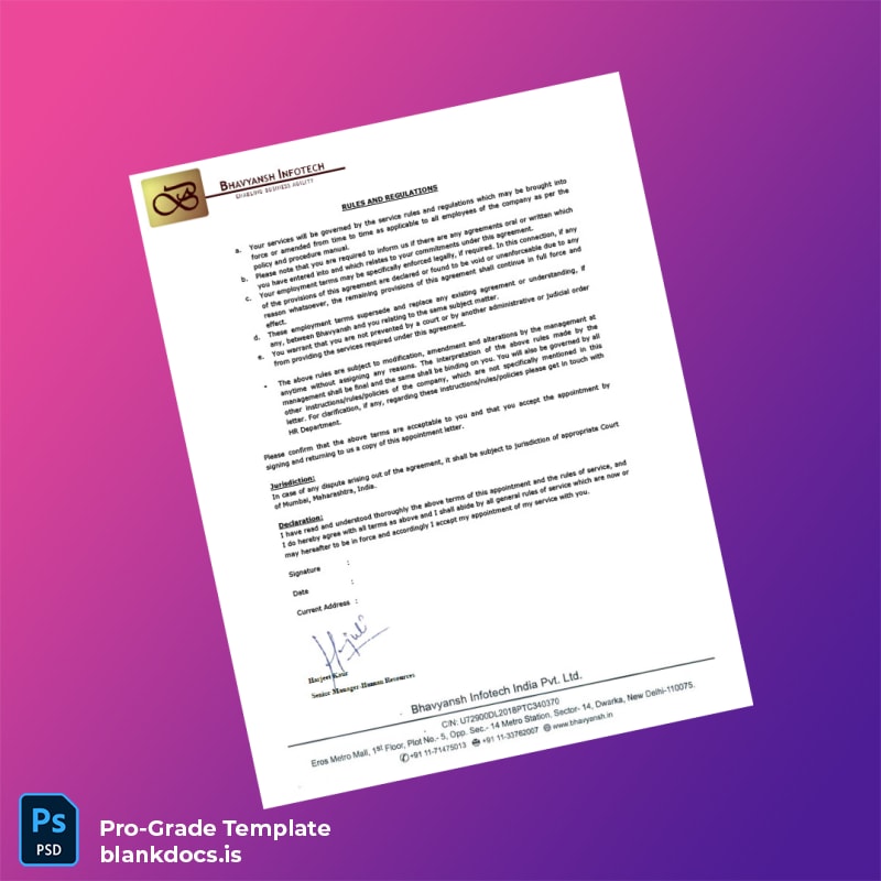 Blank India Bhavyansh Infotech Services Pvt Ltd Employment Verification Letter Template in Word and PDF formats page 6 Document Preview - BlankDocs