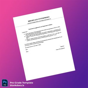 Blank India Brightage Enterprises Business Registration Certificate Template (Word/PDF) Document Preview - BlankDocs