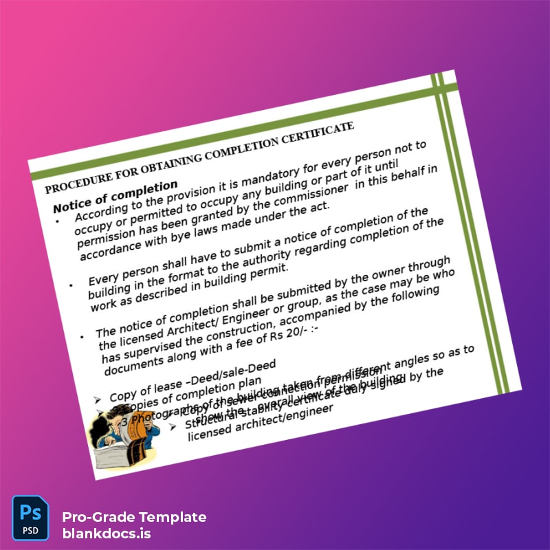 Blank India Building Completion Certificate Template in Word and PDF formats page 2 Document Preview - BlankDocs