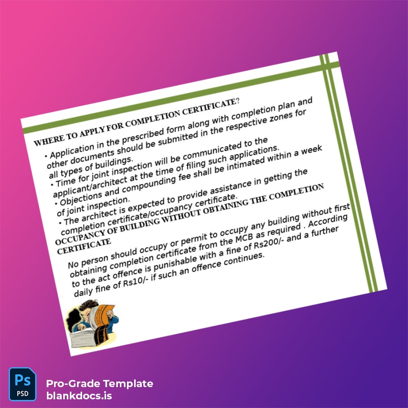 Blank India Building Completion Certificate Template in Word and PDF formats page 4 Document Preview - BlankDocs