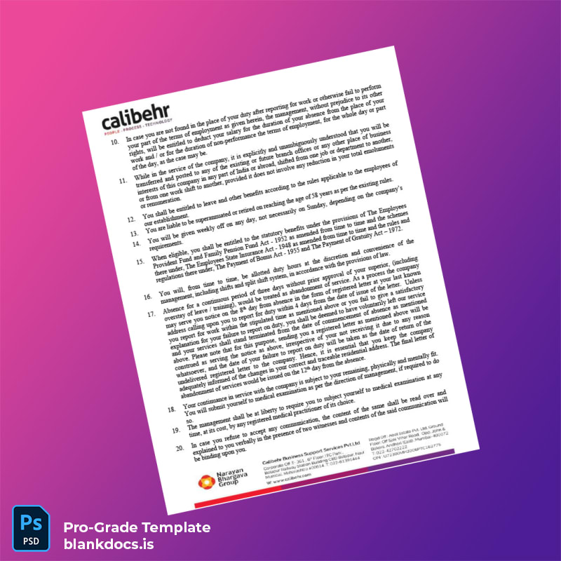 Blank India Calibehr Business Support Services Pvt Ltd Employment Verification Letter Template in Word and PDF formats page 4 Document Preview - BlankDocs