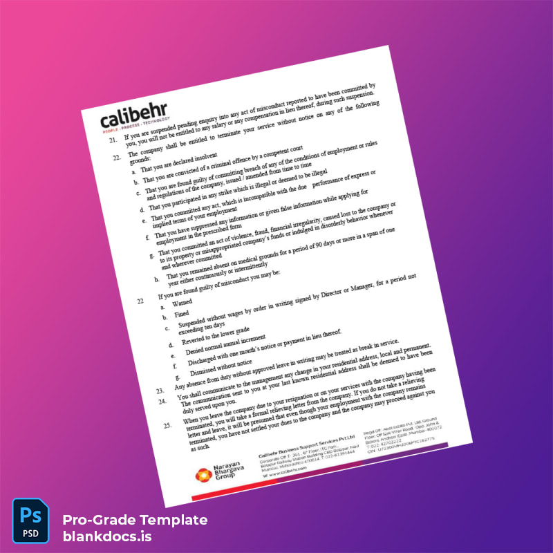 Blank India Calibehr Business Support Services Pvt Ltd Employment Verification Letter Template in Word and PDF formats page 5 Document Preview - BlankDocs