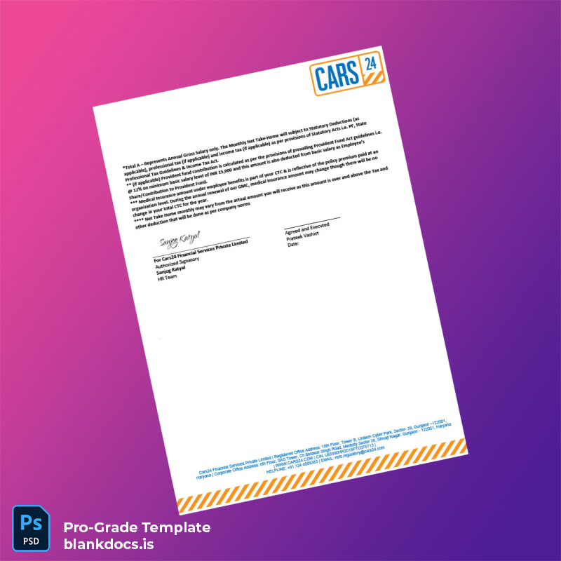 Blank India Cars24 Financial Services Employment Verification Letter Template in Word and PDF formats page 3 Document Preview - BlankDocs