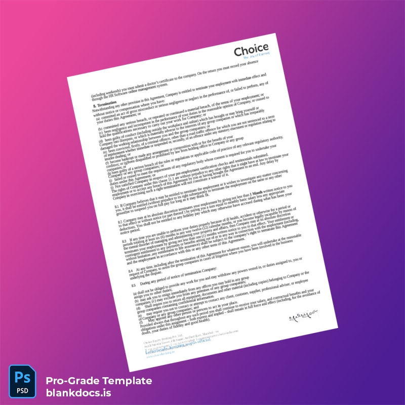 Blank India Choice Equity Broking Private Limited Appointment Letter Template in Word and PDF formats page 3 Document Preview - BlankDocs