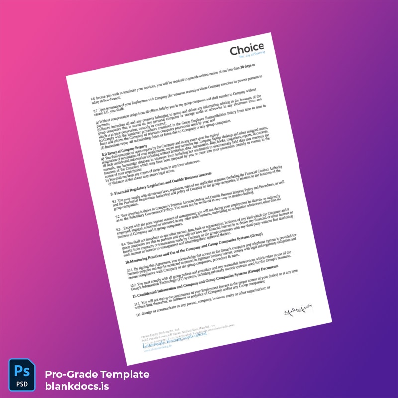 Blank India Choice Equity Broking Private Limited Appointment Letter Template in Word and PDF formats page 4 Document Preview - BlankDocs