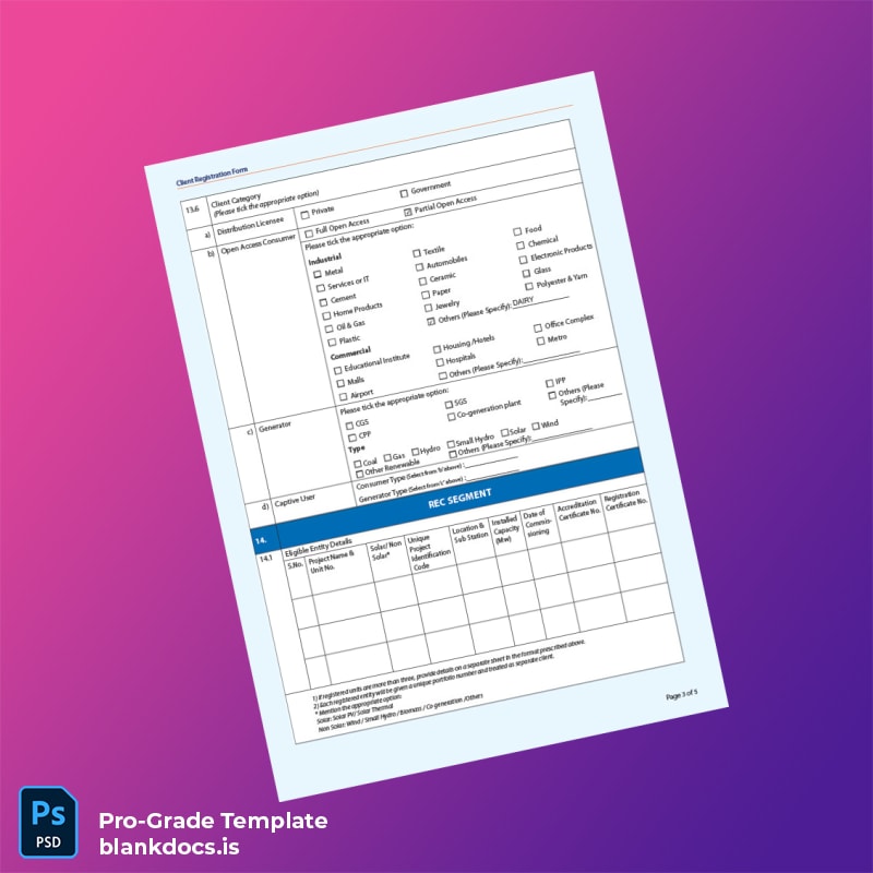 Blank India Client Registration Form Template in Word and PDF formats page 3 Document Preview - BlankDocs
