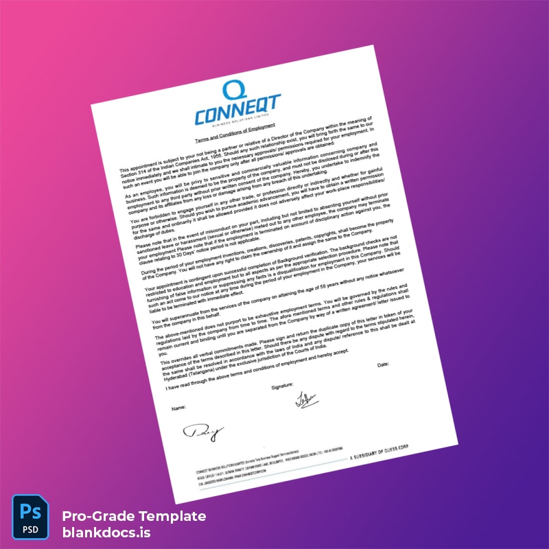 Blank India Conneqt Business Solutions Employment Verification Letter Template in Word and PDF formats page 5 Document Preview - BlankDocs