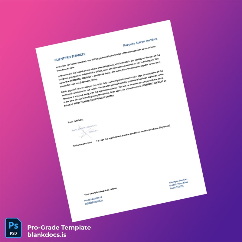 Blank India Cuentro Services Employment Verification Letter Template in Word and PDF formats page 4 Document Preview - BlankDocs