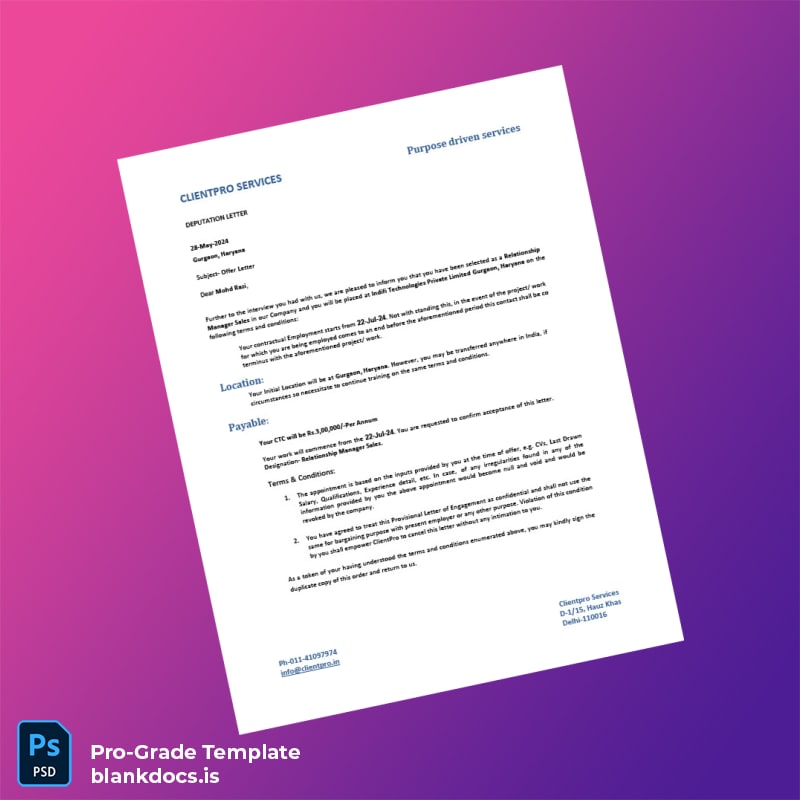 Blank India Cuentro Services Employment Verification Letter Template (Word/PDF) Document Preview - BlankDocs