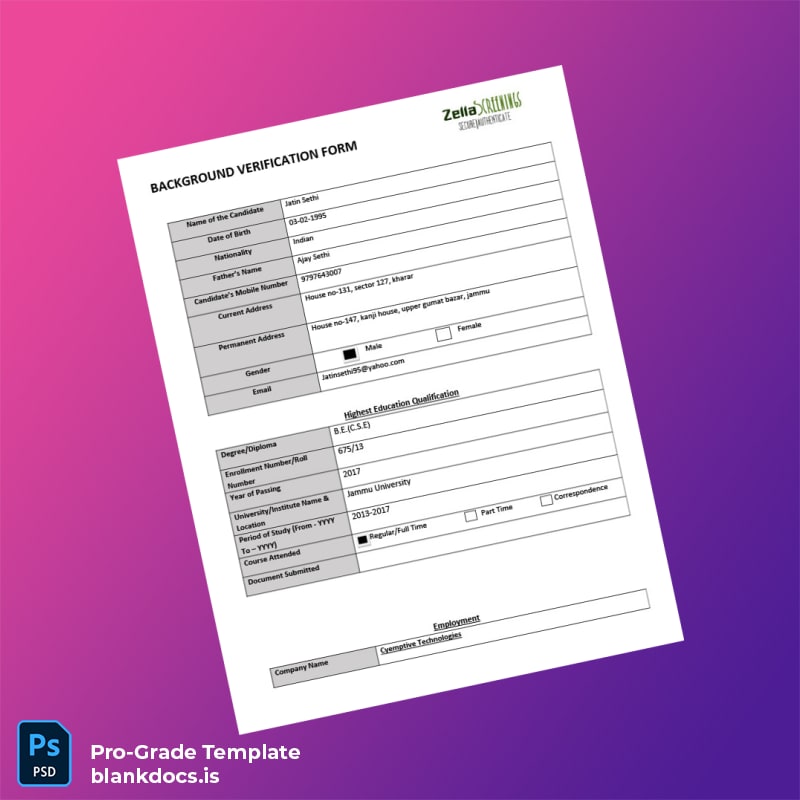 Blank India Cyemptive Technologies Employment Verification Letter Template (Word/PDF) Document Preview - BlankDocs