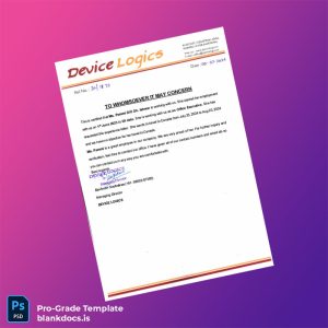 Blank India Device Logics Employment Certificate Template (Word/PDF) Document Preview - BlankDocs
