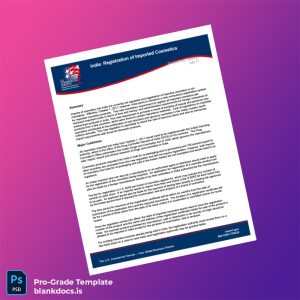 Blank India Drug Regulatory Authority Registration of Imported Cosmetics Template (Word/PDF) Document Preview - BlankDocs