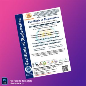 Blank India E-Max Education Certificate of Registration Template (Word/PDF) Document Preview