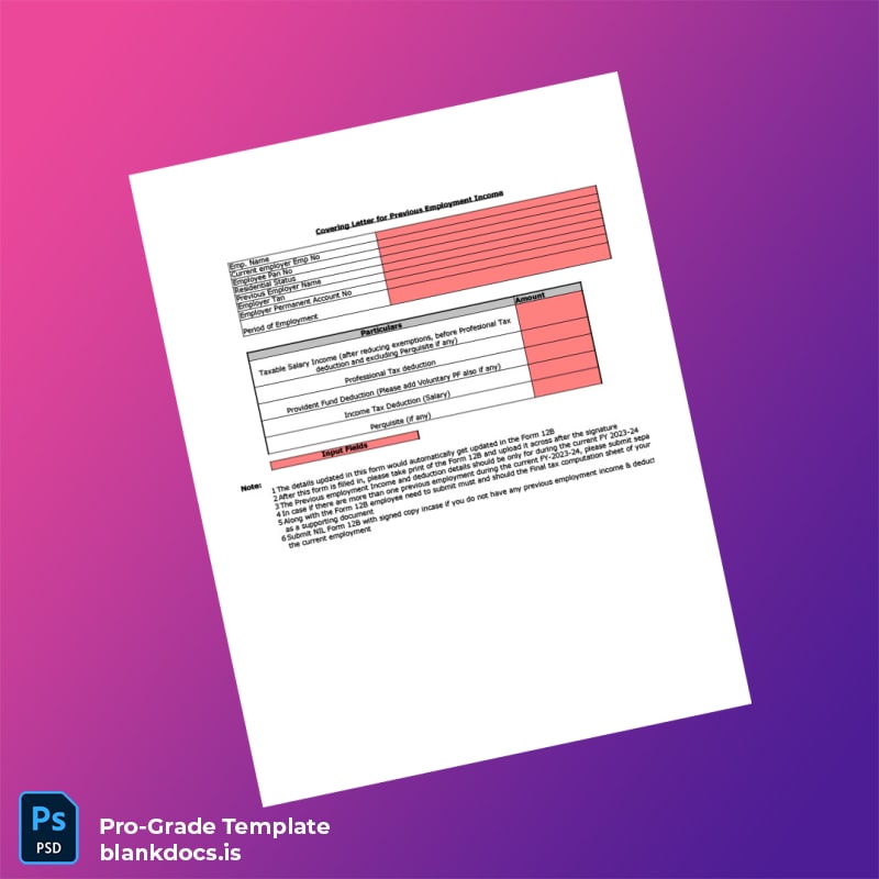 Blank India Employment Income Disclosure Form Template (Word/PDF) Document Preview - BlankDocs