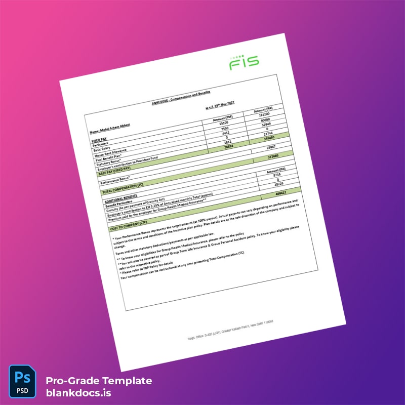 Blank India FIS Global Business Solutions India Private Limited Employment Verification Letter Template in Word and PDF formats page 2 Document Preview - BlankDocs