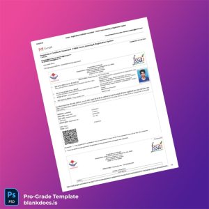 Blank India FSSAI Food Licensing Authority Registration Certificate Template (Word/PDF) Document Preview - BlankDocs