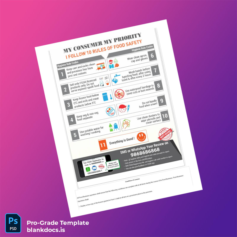 Blank India FSSAI Food Safety and Drug Administration Registration Certificate Template in Word and PDF formats page 3 Document Preview - BlankDocs